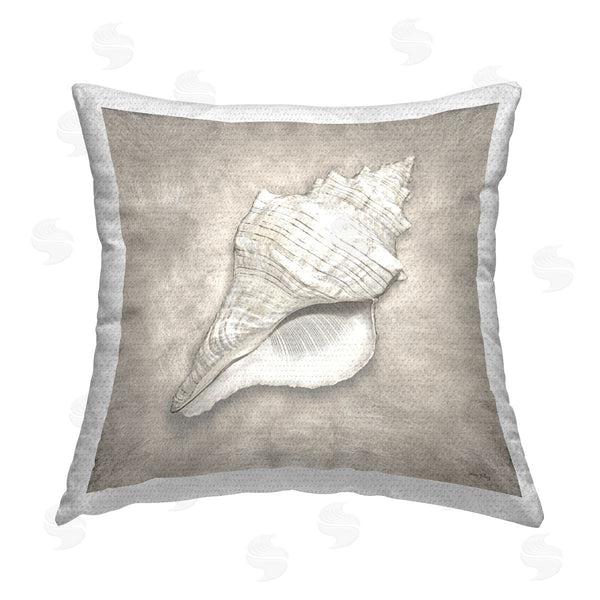 Stupell Industries Amber Sterling | Grey Detailed Conch Printed Throw Pillow