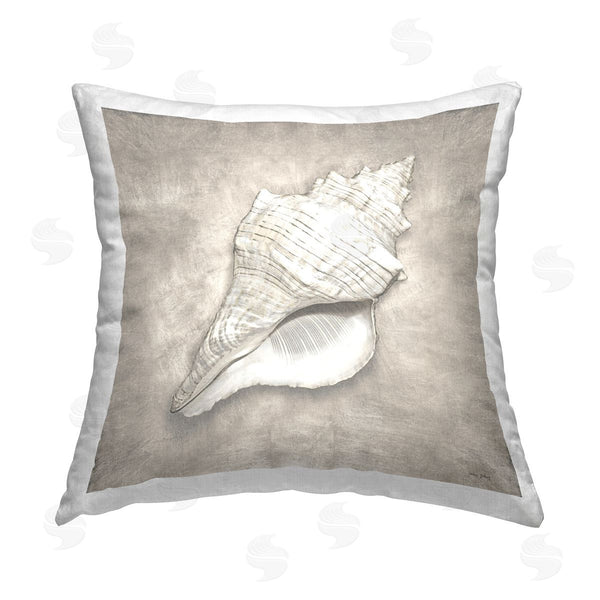 stupell industries Amber Sterling | Grey Detailed Conch Printed Throw Pillow
