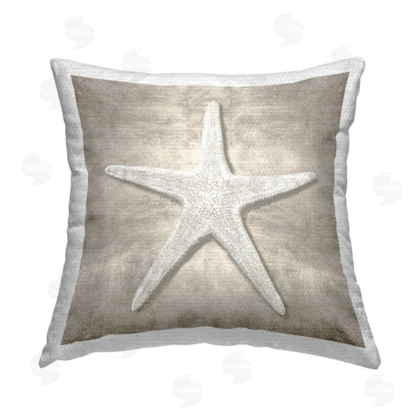 Stupell Industries Amber Sterling | Grey Detailed Starfish Printed Throw Pillow