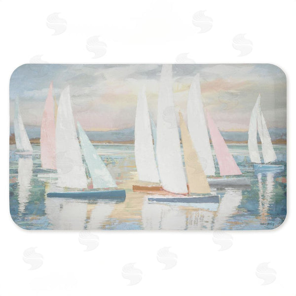 stupell industries Amber Sterling | Pastel Calm Sailboats Anti-Fatigue Mat