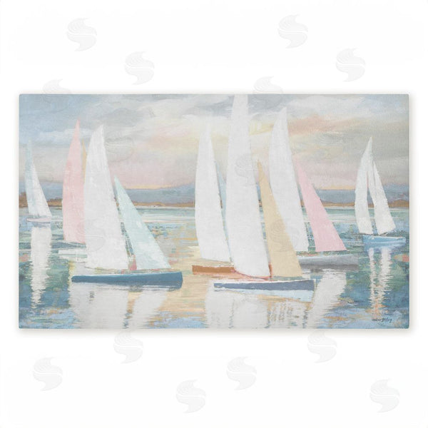 stupell industries Amber Sterling | Pastel Calm Sailboats Non-Woven Door Mat