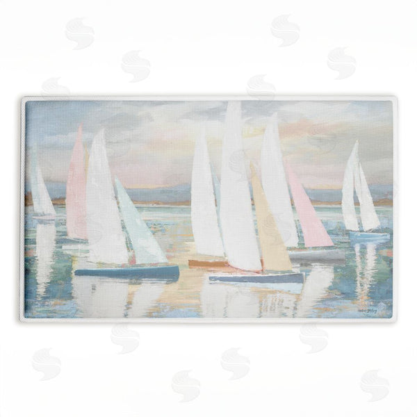 stupell industries Amber Sterling | Pastel Calm Sailboats Plush Bath Mat