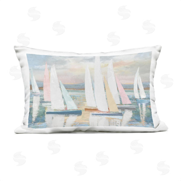Stupell Industries Amber Sterling | Pastel Voyage Boats Printed Throw Pillow