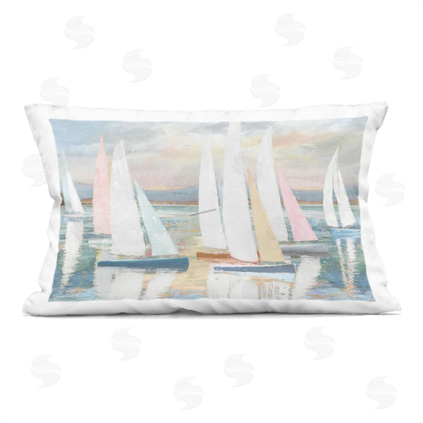 stupell industries Amber Sterling | Pastel Voyage Boats Printed Throw Pillow
