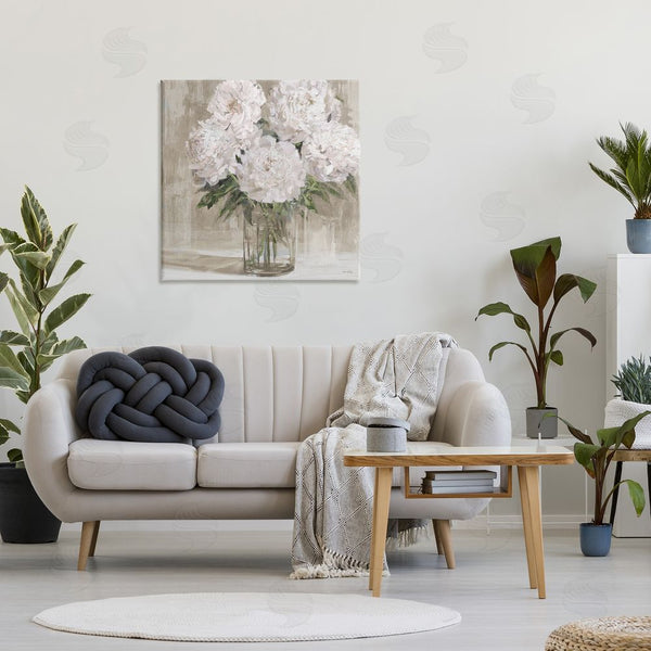 Stupell Industries Amber Sterling | Peony Blooms Beige Neutral Wall Art