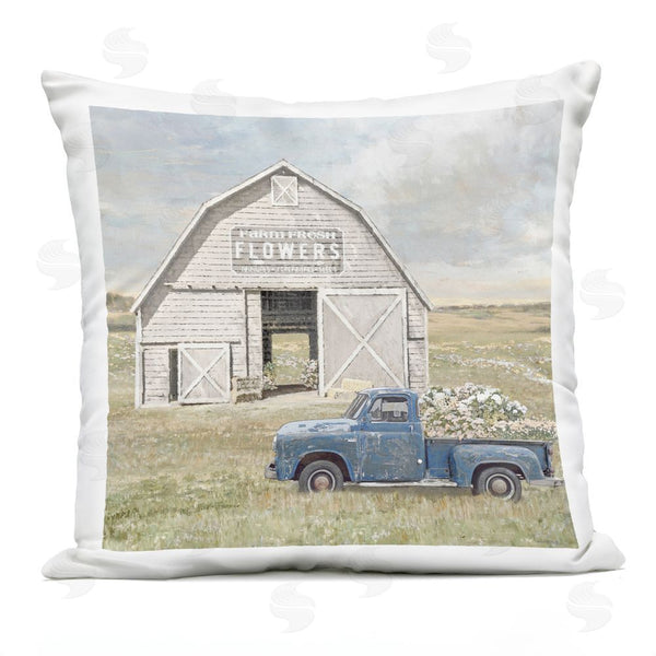 Stupell Industries Amber Sterling | Rustic Flower Barn Throw Pillow