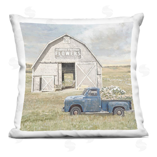 stupell industries Amber Sterling | Rustic Flower Barn Throw Pillow