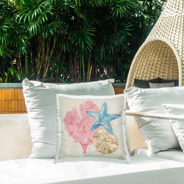 Stupell Industries Amber Sterling | Sea Life Trio On Beige Printed Throw Pillow