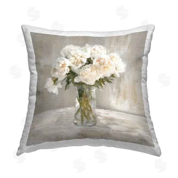 Stupell Industries Amber Sterling | Soft White Bouquet Printed Throw Pillow