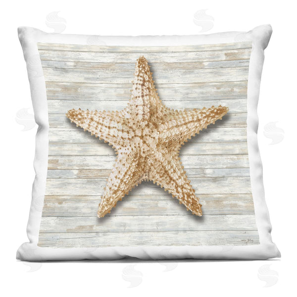 stupell industries Amber Sterling | Starfish On Shiplap Printed Throw Pillow
