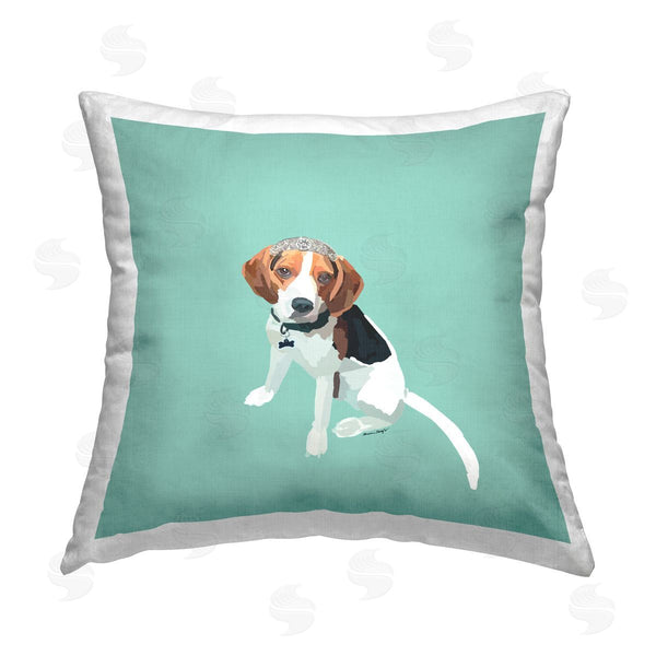 stupell industries Amelia Noyes | Beagle with Tiara Printed Throw Pillow