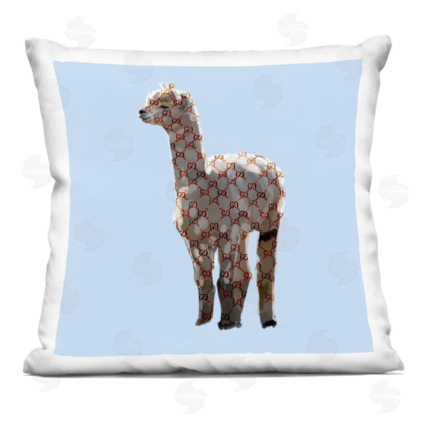 stupell industries Amelia Noyes | Blue Fashion Glam Llama Printed Throw Pillow
