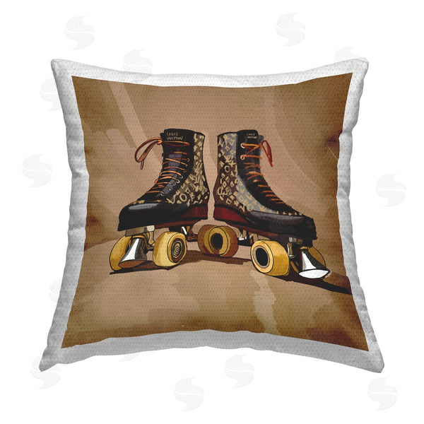 Stupell Industries Amelia Noyes | Brown Roller Skates Printed Throw Pillow