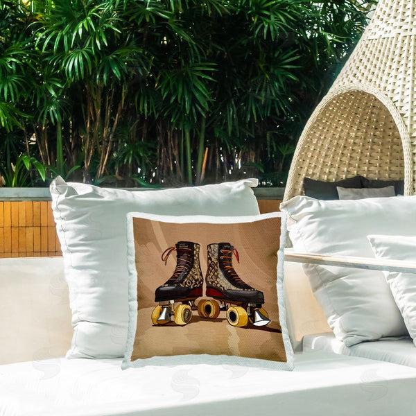 Stupell Industries Amelia Noyes | Brown Roller Skates Printed Throw Pillow