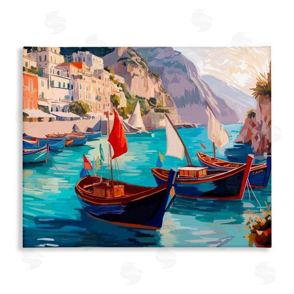 stupell industries Amelia Noyes | Capri Boat Marina View Wall Art