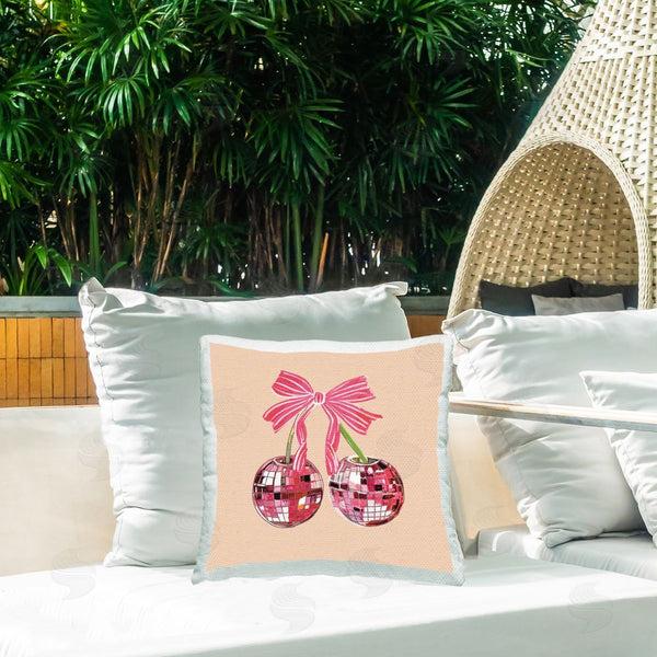 Stupell Industries Amelia Noyes | Cherries With Ribbon Printed Throw Pillow