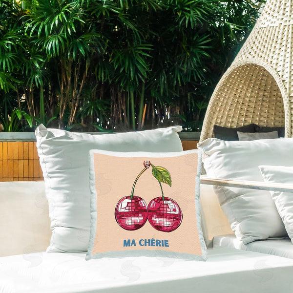 Stupell Industries Amelia Noyes | Cherry & French Phrase Printed Throw Pillow