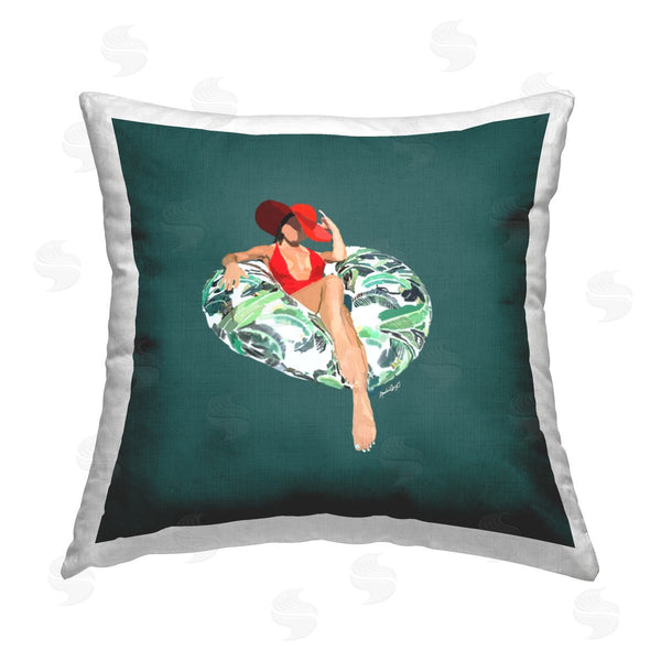 stupell industries Amelia Noyes | Chic Stylish Woman Pool Float Printed Throw Pillow