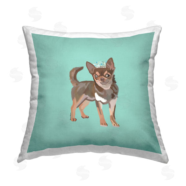 stupell industries Amelia Noyes | Chihuahua with Crown Printed Throw Pillow
