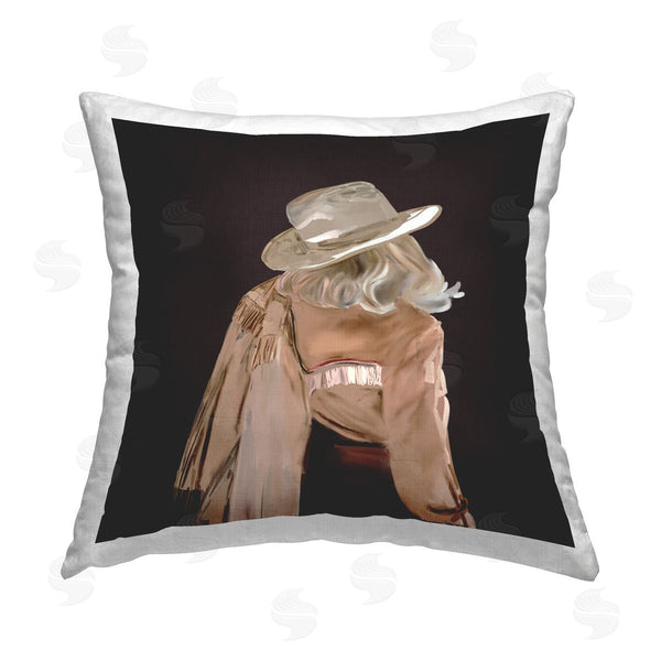 stupell industries Amelia Noyes | Cowgirl on Black Printed Throw Pillow