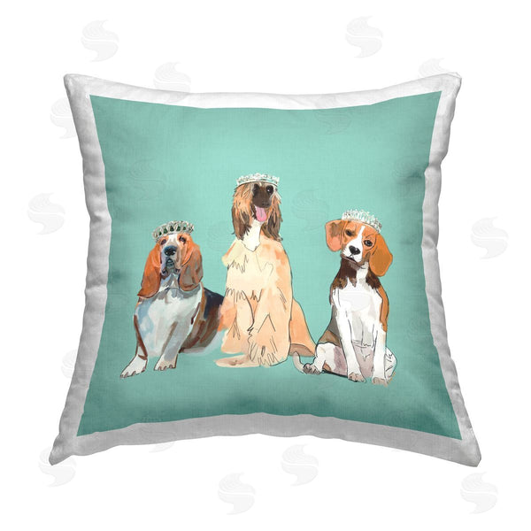 stupell industries Amelia Noyes | Crowned Dog Trio Printed Throw Pillow