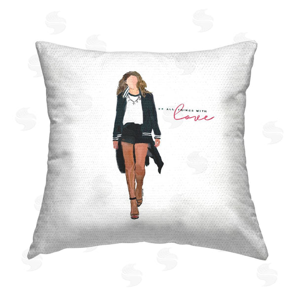 Stupell Industries Amelia Noyes | Do All Things With Love Trendy Girl Printed Throw Pillow