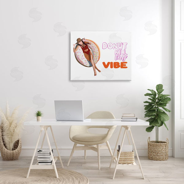 Stupell Industries Amelia Noyes | Donut Kill My Vibe Relaxing Pool Float Girl Wall Art