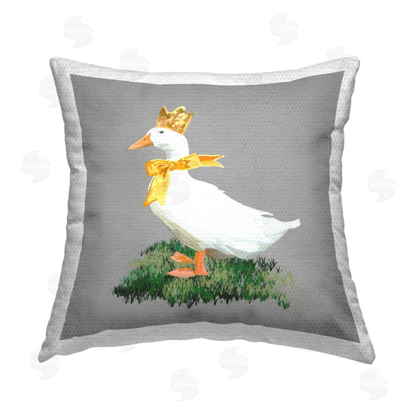 Stupell Industries Amelia Noyes | Duck With Crown & Bow Printed Throw Pillow