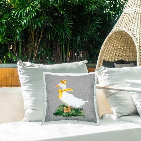 Stupell Industries Amelia Noyes | Duck With Crown & Bow Printed Throw Pillow