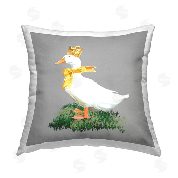 stupell industries Amelia Noyes | Duck with Crown & Bow Printed Throw Pillow
