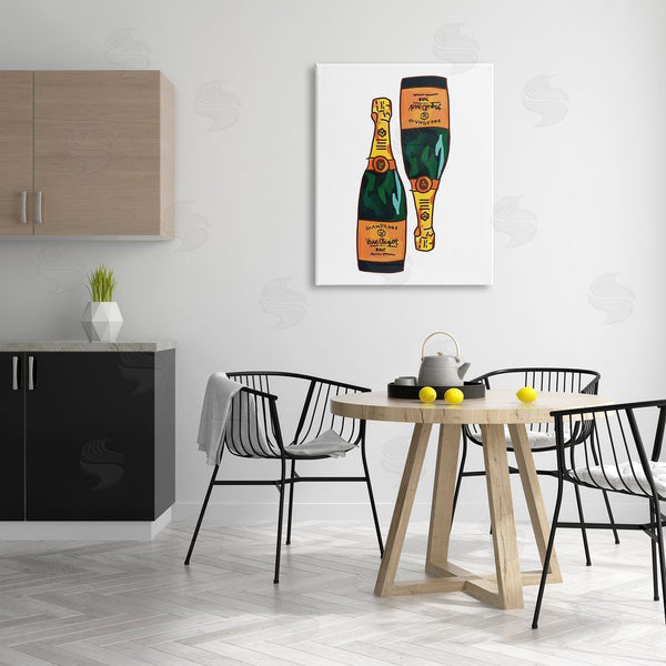 Stupell Industries Amelia Noyes | Fancy Champagne Bottles Pair Kitchen Bar Design Wall Art