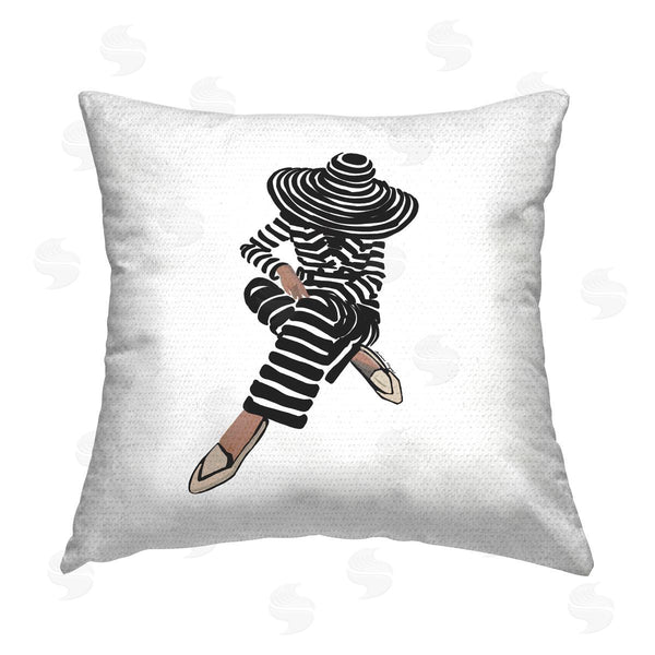 Stupell Industries Amelia Noyes | Fashionable Stripes Pattern Woman Printed Throw Pillow