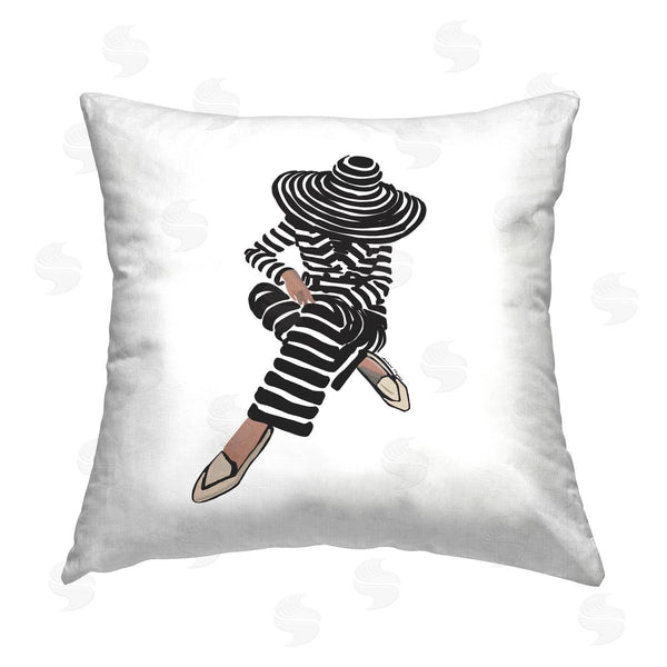 stupell industries Amelia Noyes | Fashionable Stripes Pattern Woman Printed Throw Pillow