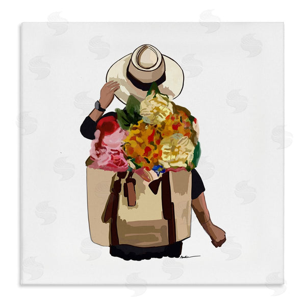 stupell industries Amelia Noyes | Floral Backpack Mixed Blooms Summertime Sun Hat Wall Art