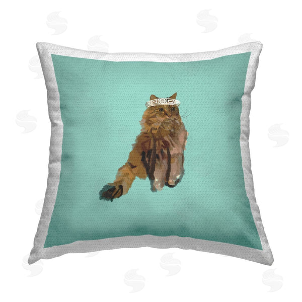 Stupell Industries Amelia Noyes | Fluffy Cat & Crown Printed Throw Pillow