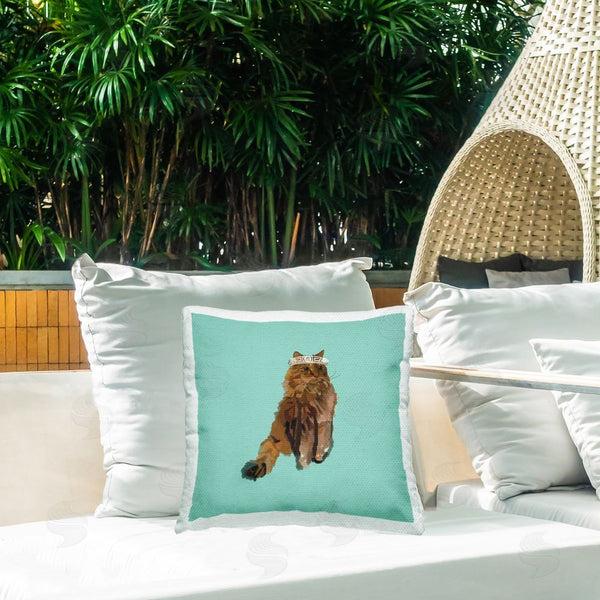 Stupell Industries Amelia Noyes | Fluffy Cat & Crown Printed Throw Pillow
