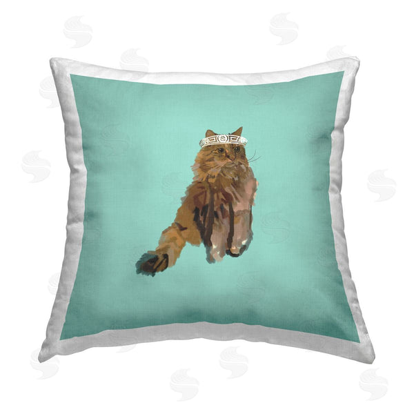 stupell industries Amelia Noyes | Fluffy Cat & Crown Printed Throw Pillow