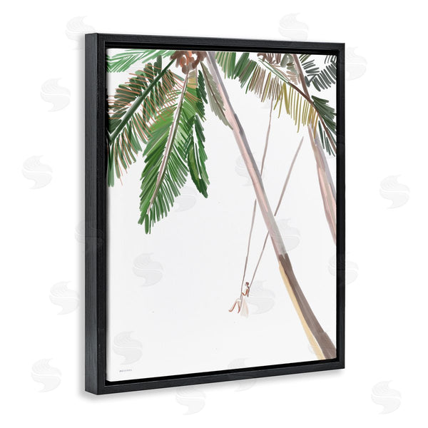 Stupell Industries Amelia Noyes | Girl Swinging Tropical Palm Trees Casual Design Wall Art