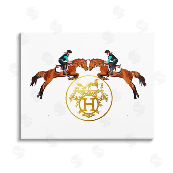 stupell industries Amelia Noyes | Glam Emblem Polo Jockeys Wall Art