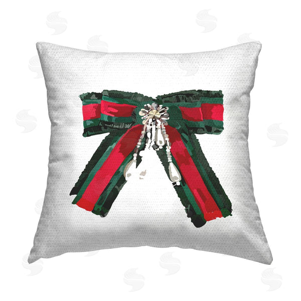 Stupell Industries Amelia Noyes | Green & Red Bow Printed Throw Pillow