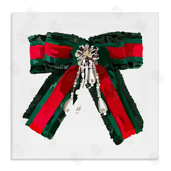 stupell industries Amelia Noyes | Green & Red Bow Wall Art