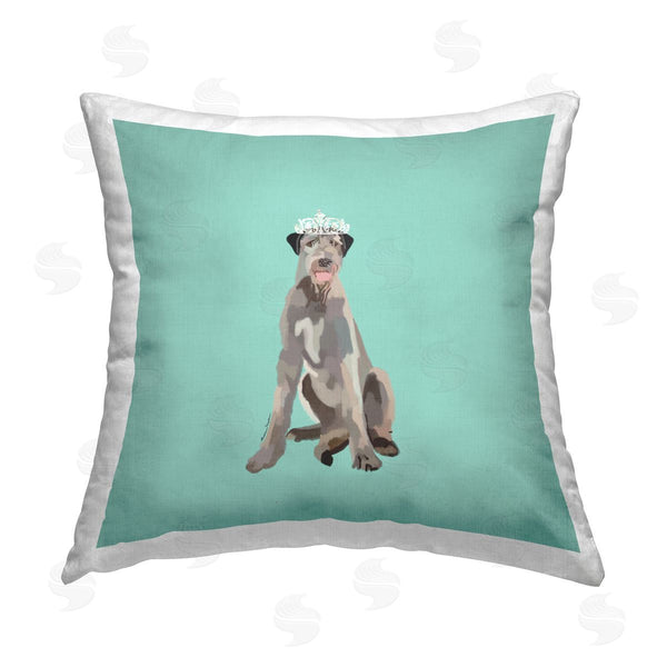 stupell industries Amelia Noyes | Grey Dog in Crown Printed Throw Pillow