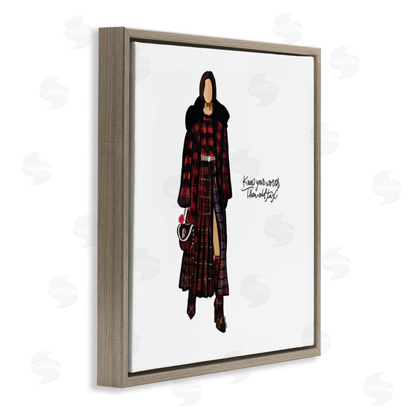 Stupell Industries Amelia Noyes | Know Your Worth Trendy Plaid Outfit Fashion Wall Art