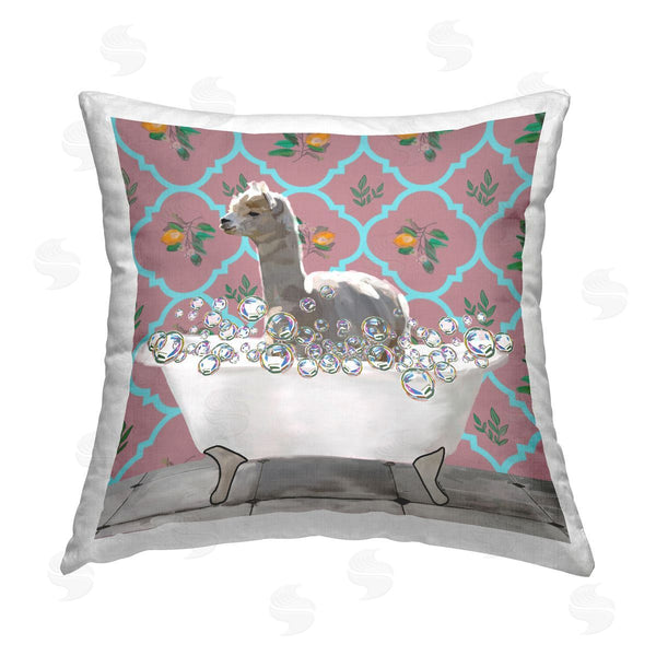 Stupell Industries Amelia Noyes | Llama In Bubble Bath Printed Throw Pillow