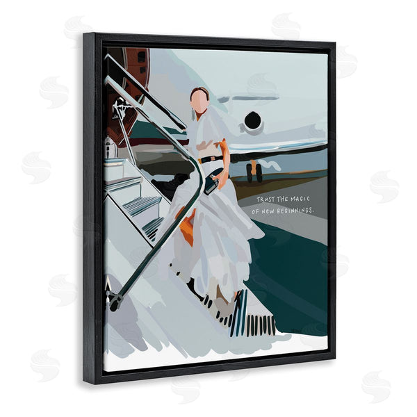 Stupell Industries Amelia Noyes | Magic Of New Beginnings Uplifting Woman Boarding Airplane Wall Art