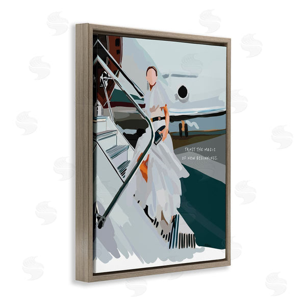 Stupell Industries Amelia Noyes | Magic Of New Beginnings Uplifting Woman Boarding Airplane Wall Art