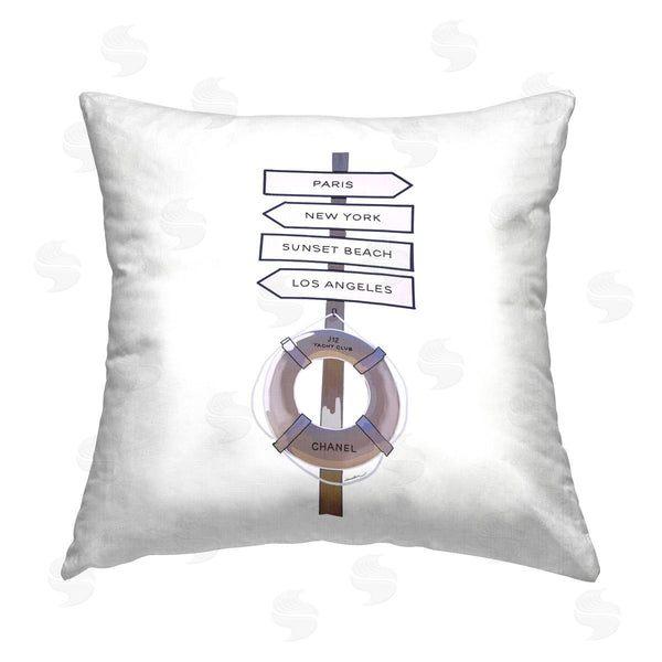 stupell industries Amelia Noyes | Nautical Sign Glam Destinations Printed Throw Pillow
