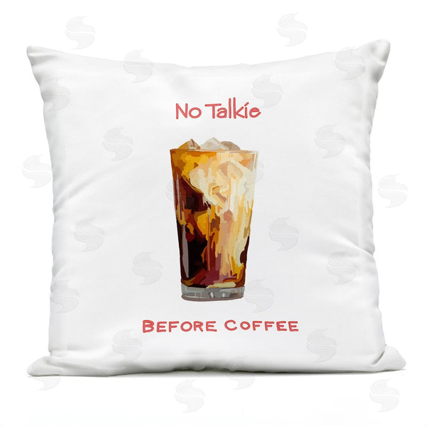 Stupell Industries Amelia Noyes | No Talkie Before Coffee Cafe Humor Printed Throw Pillow