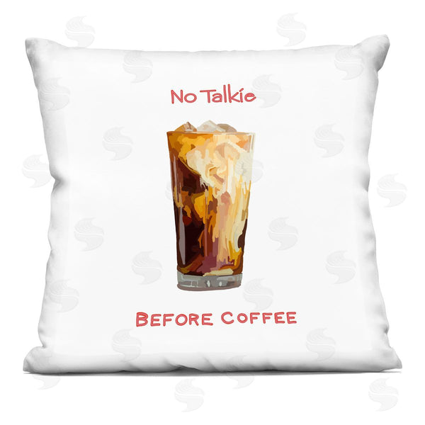 stupell industries Amelia Noyes | No Talkie Before Coffee Cafe Humor Printed Throw Pillow