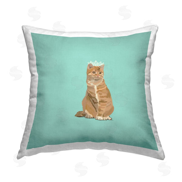 stupell industries Amelia Noyes | Orange Cat with Crown Printed Throw Pillow